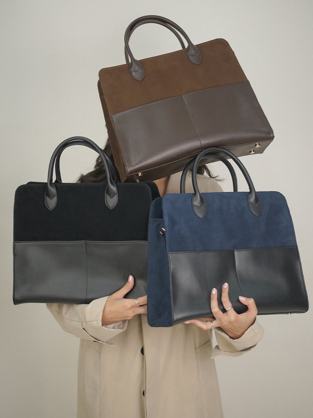Sutton Bag Romelle dalam tiga pilihan warna Espresso, Black, dan Midnight Blue
